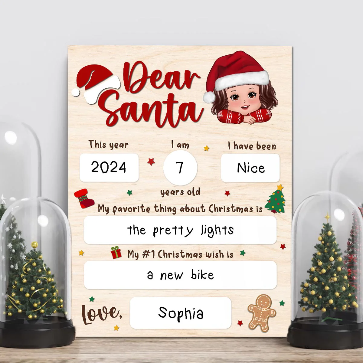 Dear Santa Wishlist From Kid Christmas Personalized Board Sign, Christmas Gift For Son, Daughter - Image 4