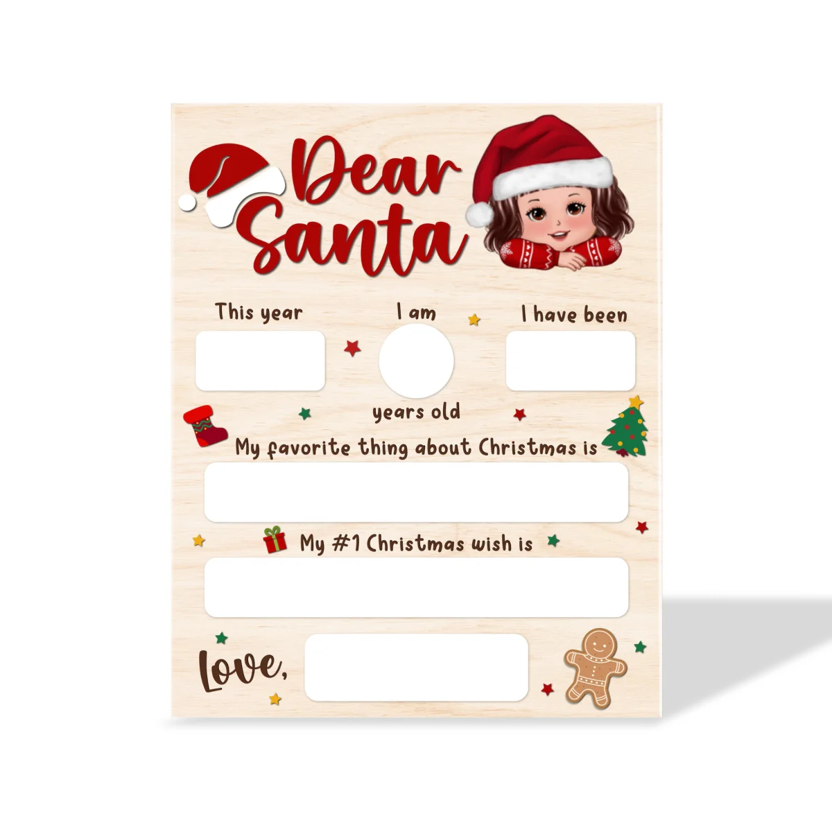 Dear Santa Wishlist From Kid Christmas Personalized Board Sign, Christmas Gift For Son, Daughter - Image 8