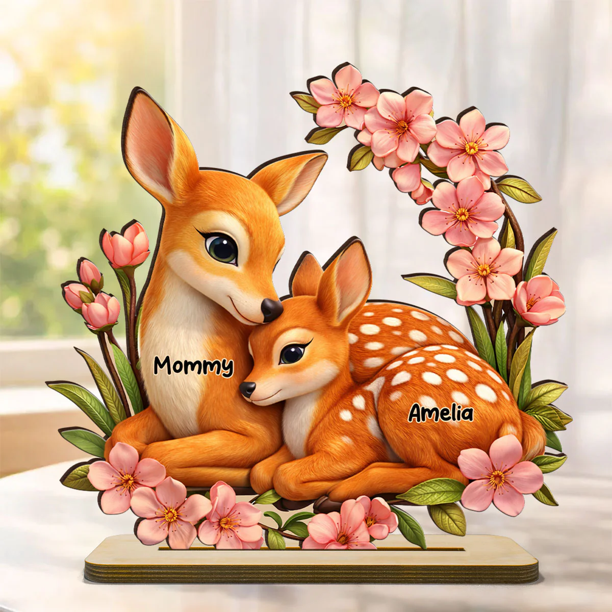 Deer And Fawn - Personalized Wooden Plaque - Heartfelt Mother's Day Gift for Mom, Wife