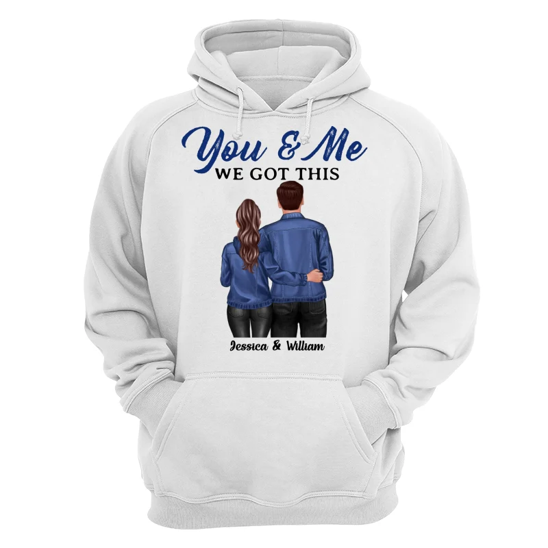 Denim Back View Couple Standing Hugging Personalized Shirt - Image 13