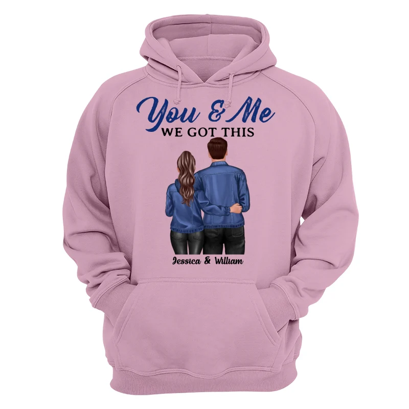 Denim Back View Couple Standing Hugging Personalized Shirt - Image 15