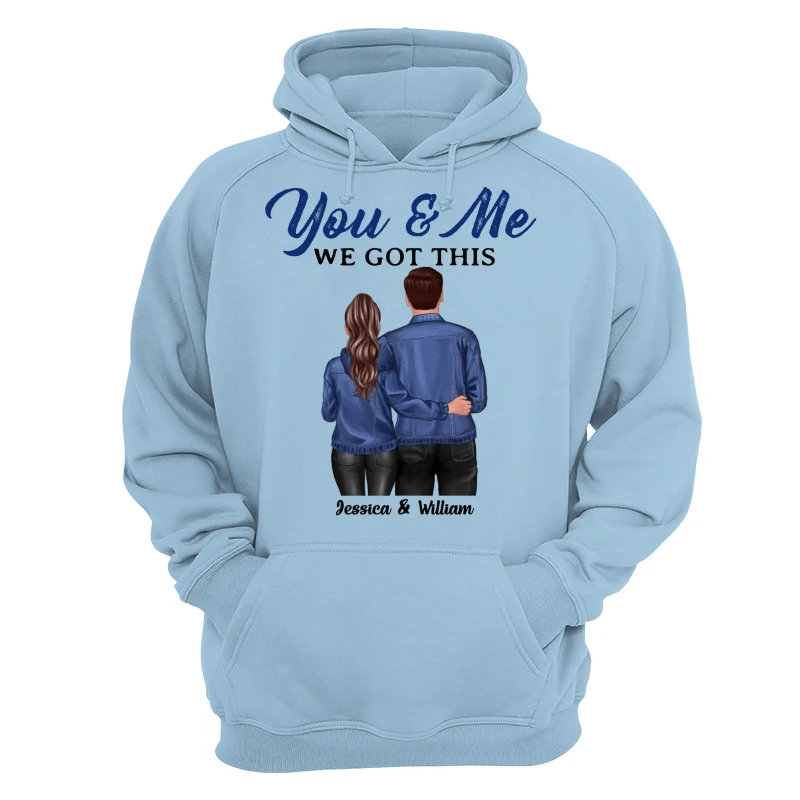 Denim Back View Couple Standing Hugging Personalized Shirt - Image 16