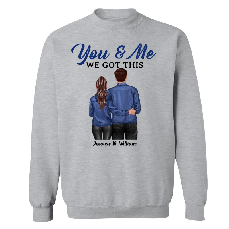 Denim Back View Couple Standing Hugging Personalized Shirt - Image 18