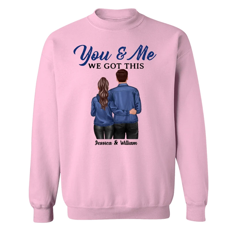 Denim Back View Couple Standing Hugging Personalized Shirt - Image 19