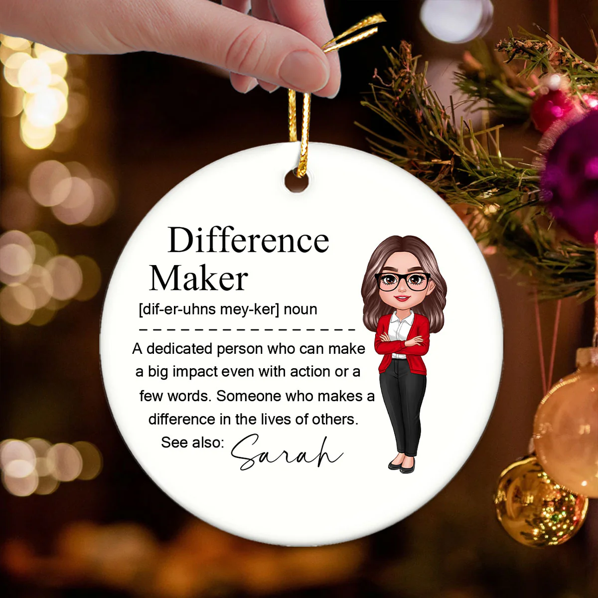 Difference Maker Personalized Ceramic Ornament, Mentor Appreciation Gift, Leader Gift, Gift for Teacher, Thank You Gift, Leaving Gift - Image 4