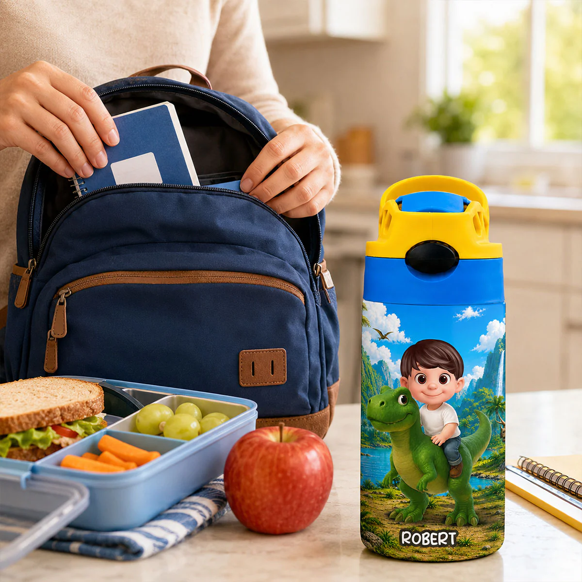 Dinosaur Adventure for Boys Girls - Personalized Kid Water Bottle - Back to School Gift for Kids - Image 9
