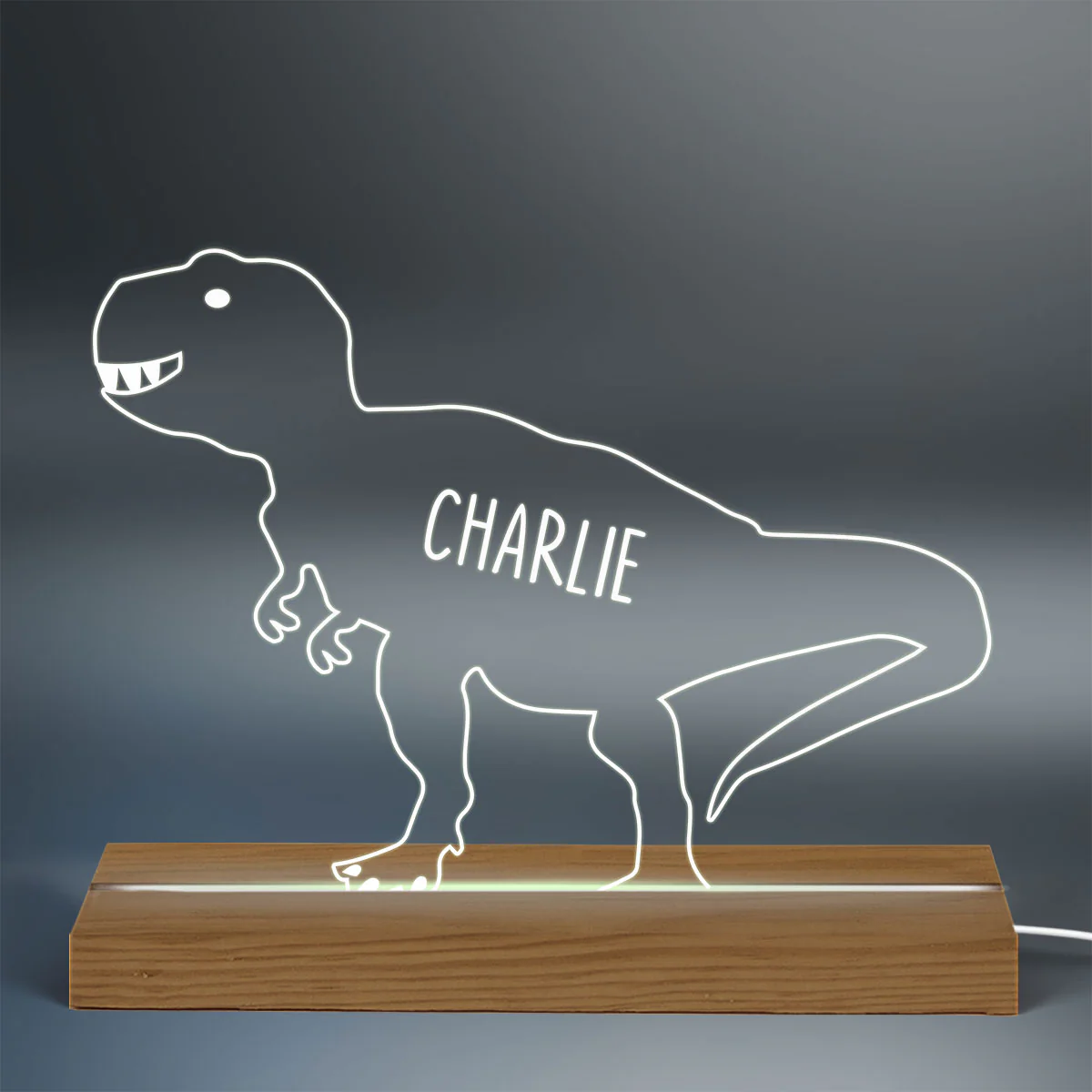 Dinosaur Kids Names Gift For Kids Grandkids Personalized Custom Shape Acrylic Plaque LED Night Light - Image 3