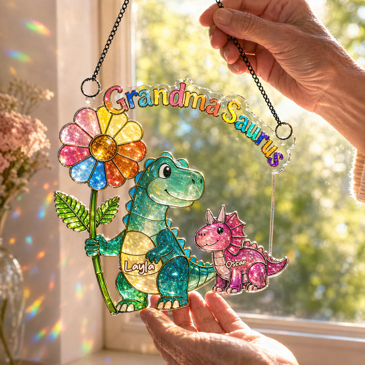 Dinosaur Mamasaurus Grandmasaurus - Personalized Suncatcher - Mother's Day Gift for Mom, Grandma, Wife - Image 2