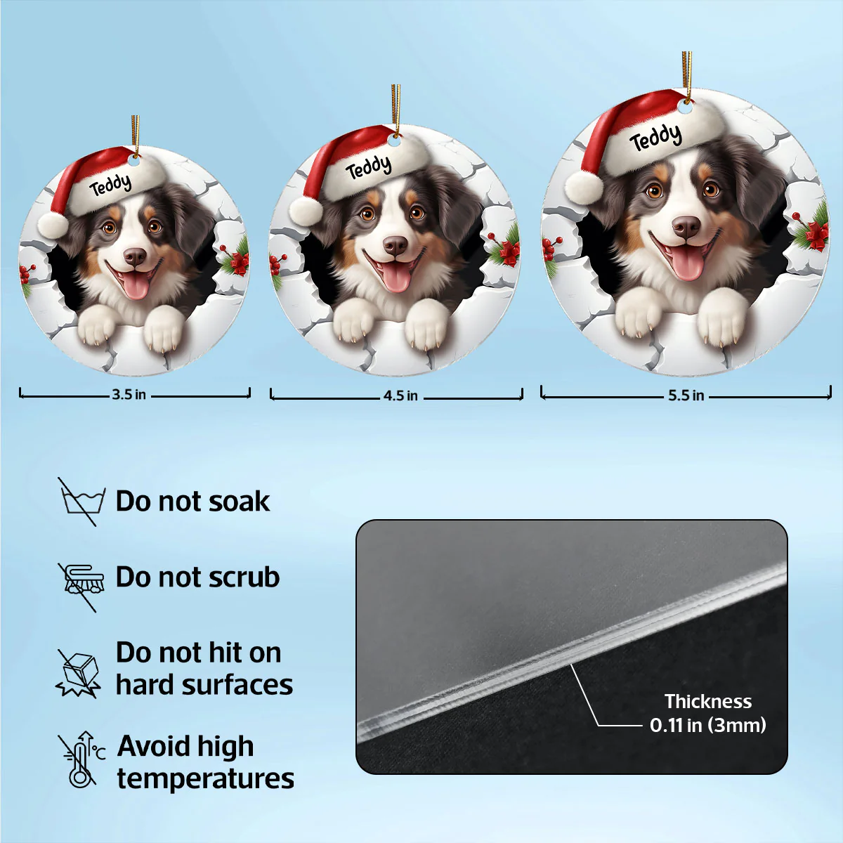Dog Breaking Through Funny Christmas Personalized Acrylic Ornament - Image 7