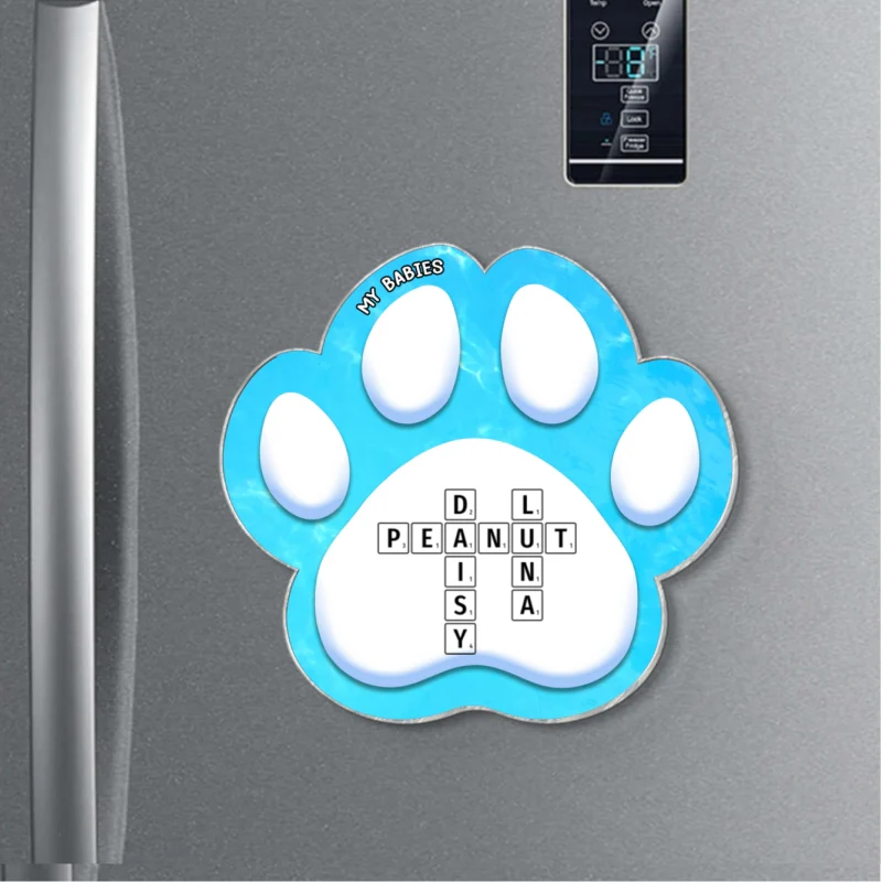 Dog Cat Pet Names Crossword Puzzle Art Personalized Paw Shaped Acrylic Fridge Magnet - Image 9