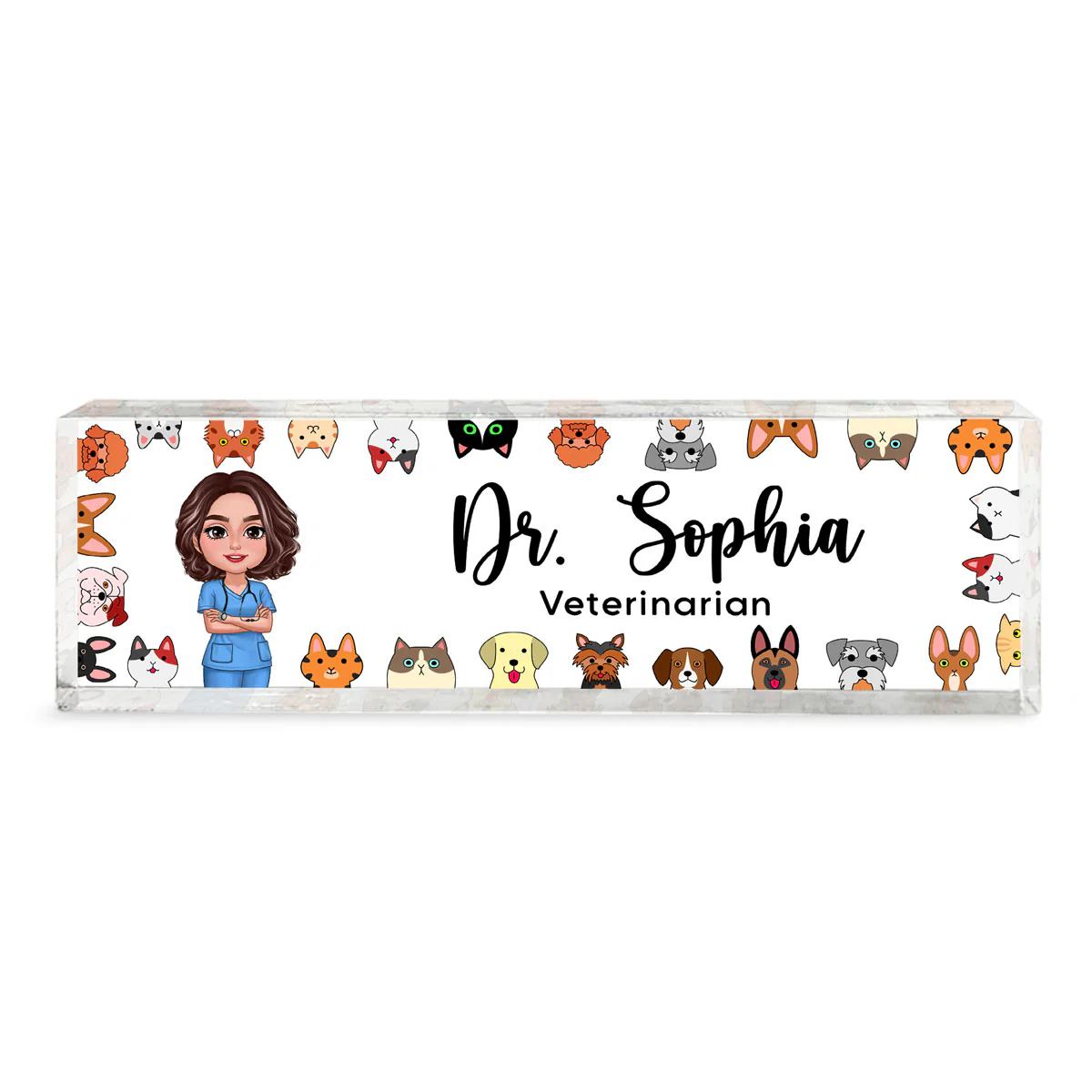 Dog Cat Veterinarian Personalized Acrylic Desk Name Plate, Christmas Gift For Vet - Image 3