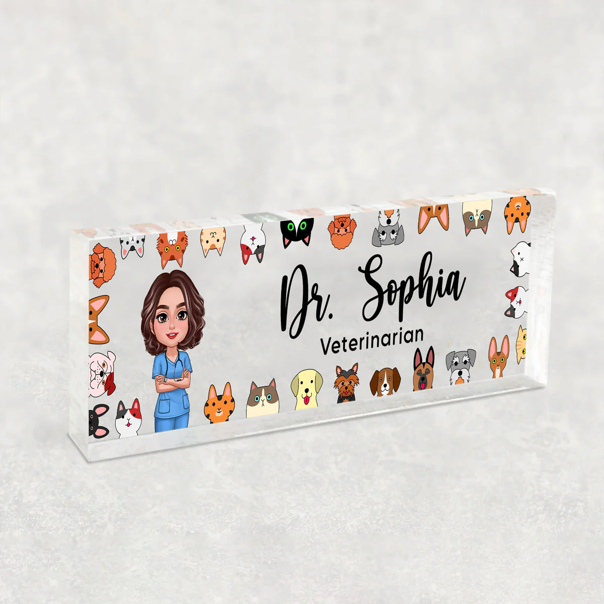 Dog Cat Veterinarian Personalized Acrylic Desk Name Plate, Christmas Gift For Vet - Image 5