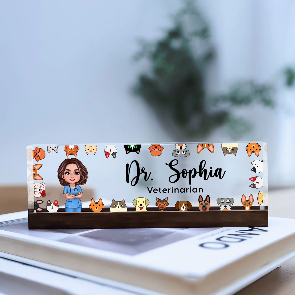 Dog Cat Veterinarian Personalized Acrylic Desk Name Plate, Christmas Gift For Vet - Image 6