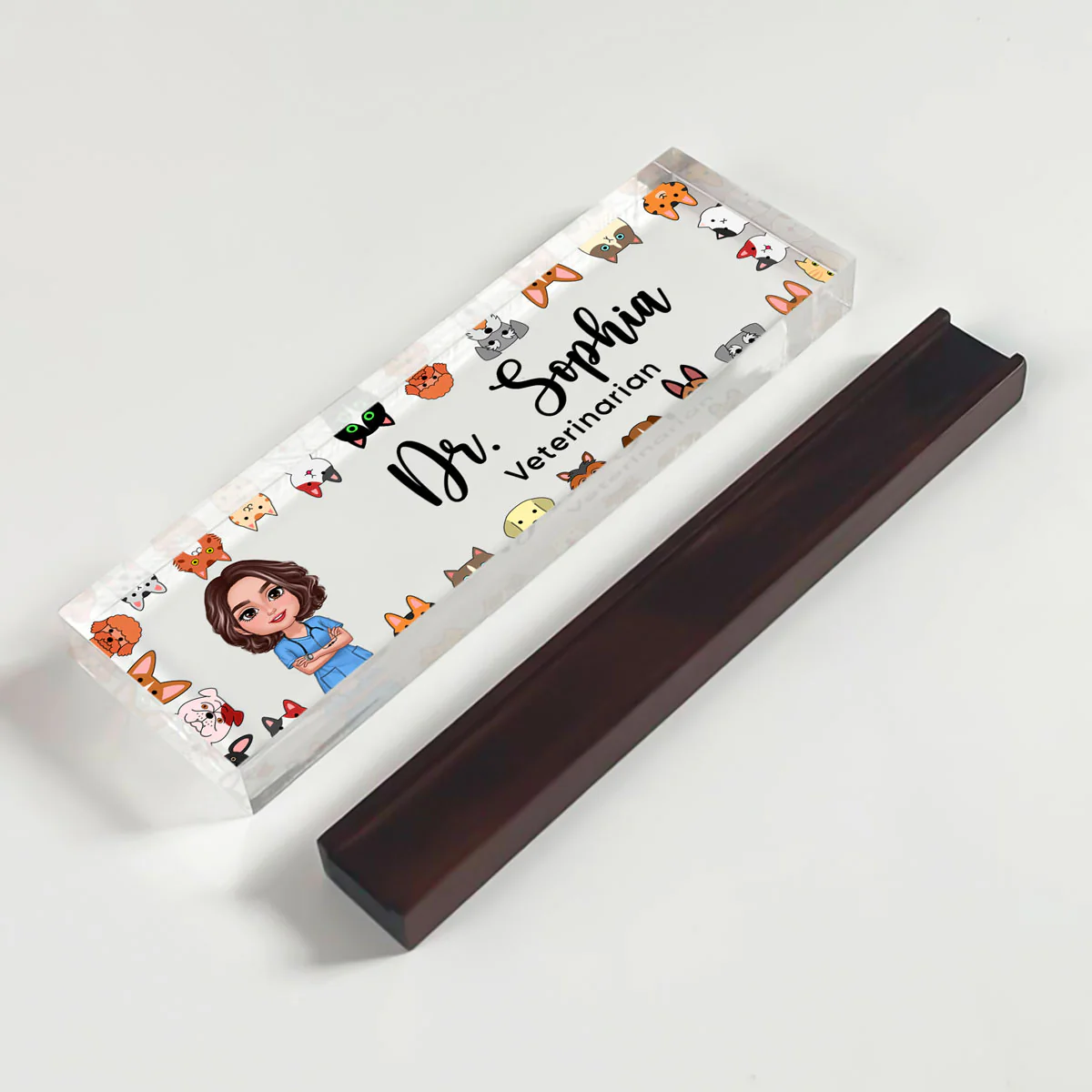 Dog Cat Veterinarian Personalized Acrylic Desk Name Plate, Christmas Gift For Vet - Image 7