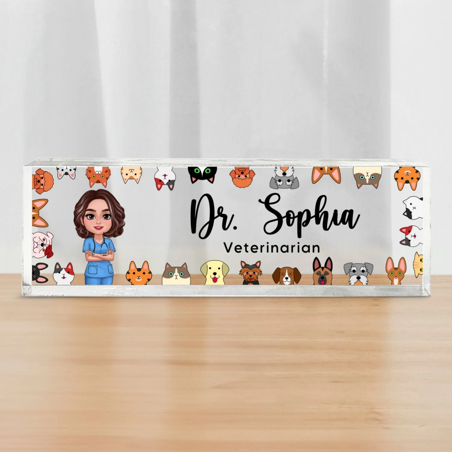 Dog Cat Veterinarian Personalized Acrylic Desk Name Plate, Christmas Gift For Vet - Image 9