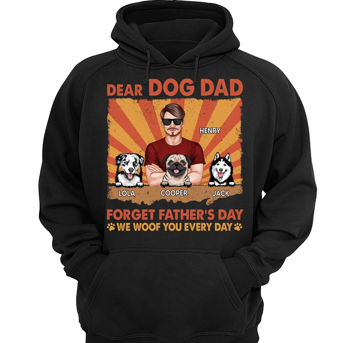 Dog Dad Forget Father‘s Day I Woof You Everyday Retro Personalized Shirt - Image 3