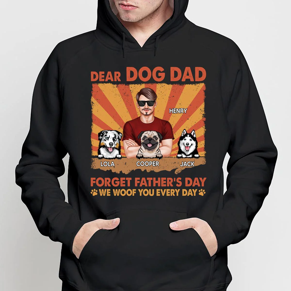 Dog Dad Forget Father‘s Day I Woof You Everyday Retro Personalized Shirt - Image 4