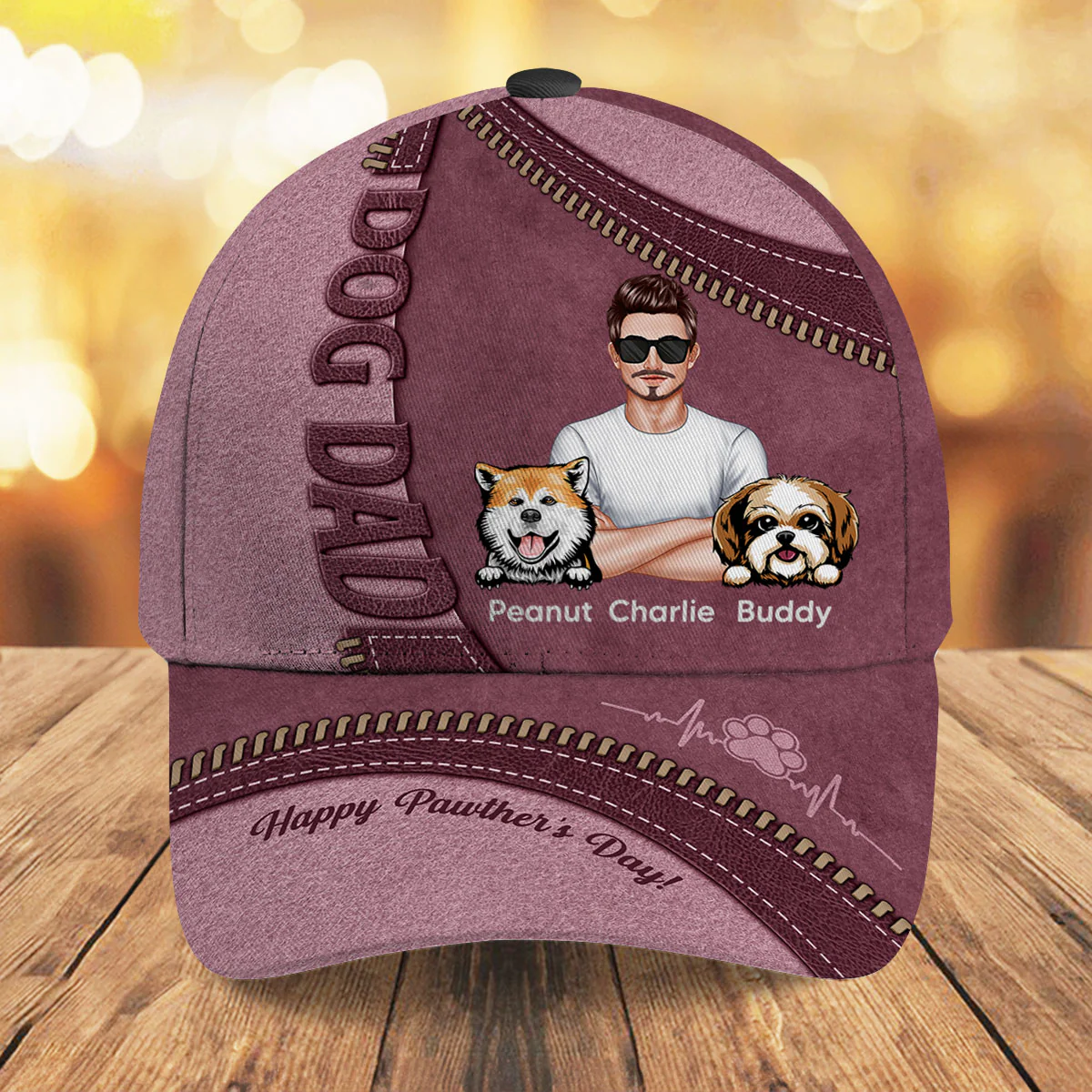 Dog Dad Happy Father's Day Personalized Classic Cap - Image 2