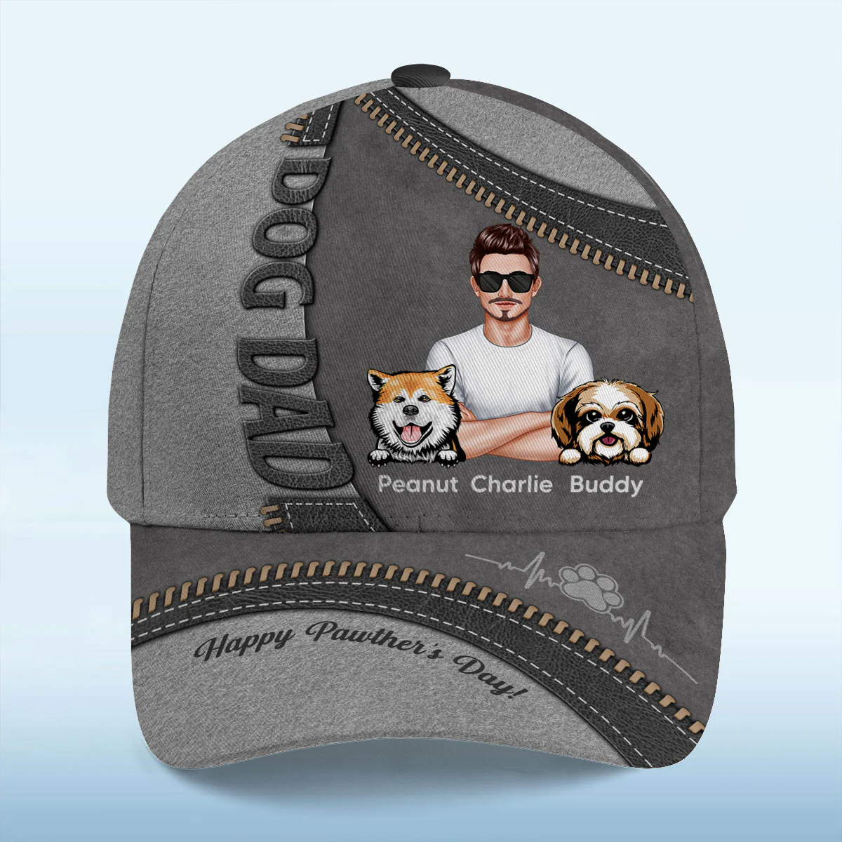 Dog Dad Happy Father's Day Personalized Classic Cap - Image 3