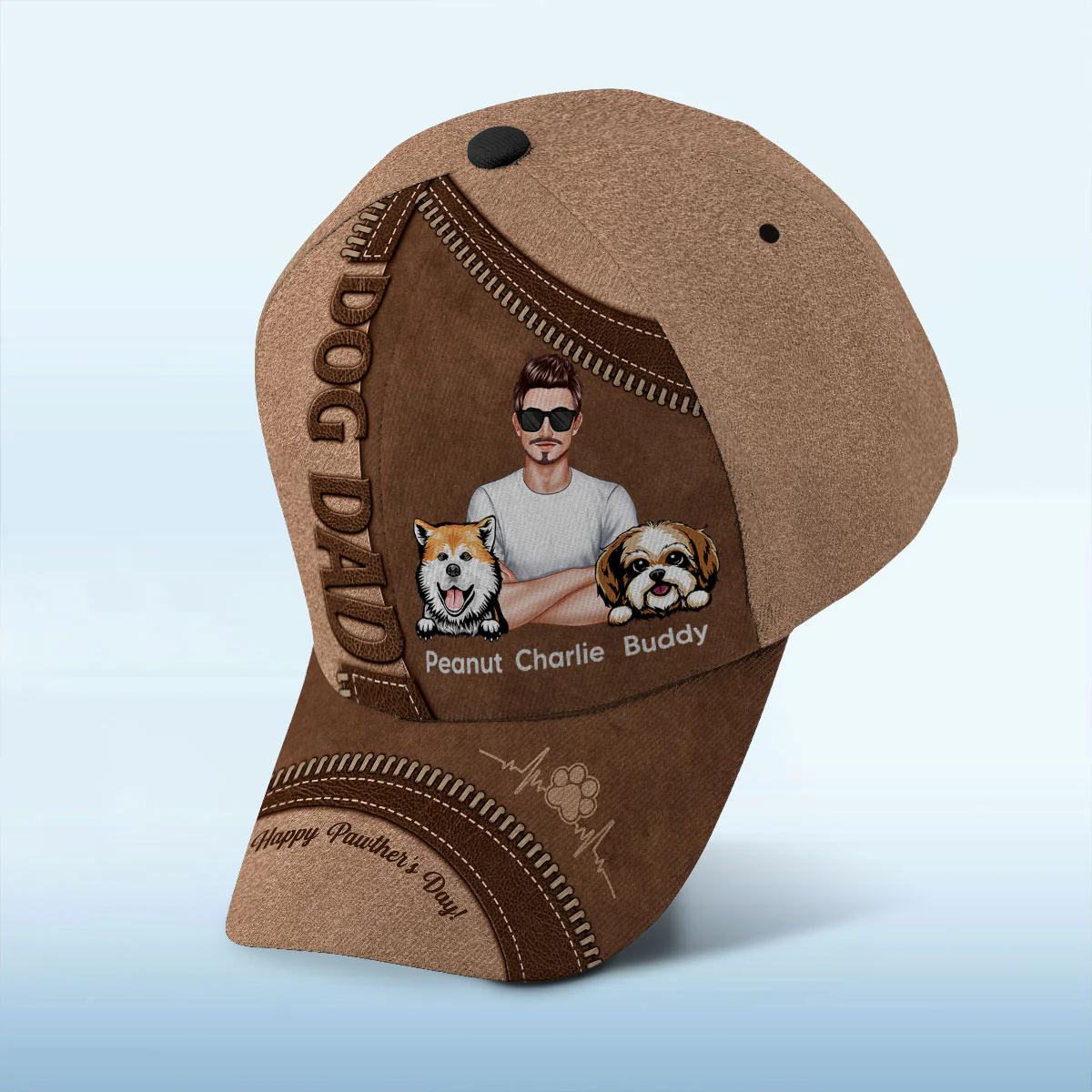 Dog Dad Happy Father's Day Personalized Classic Cap - Image 4
