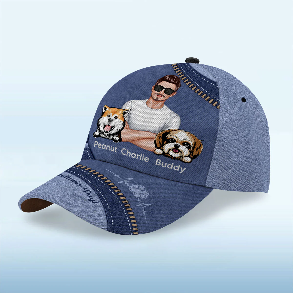 Dog Dad Happy Father's Day Personalized Classic Cap - Image 5