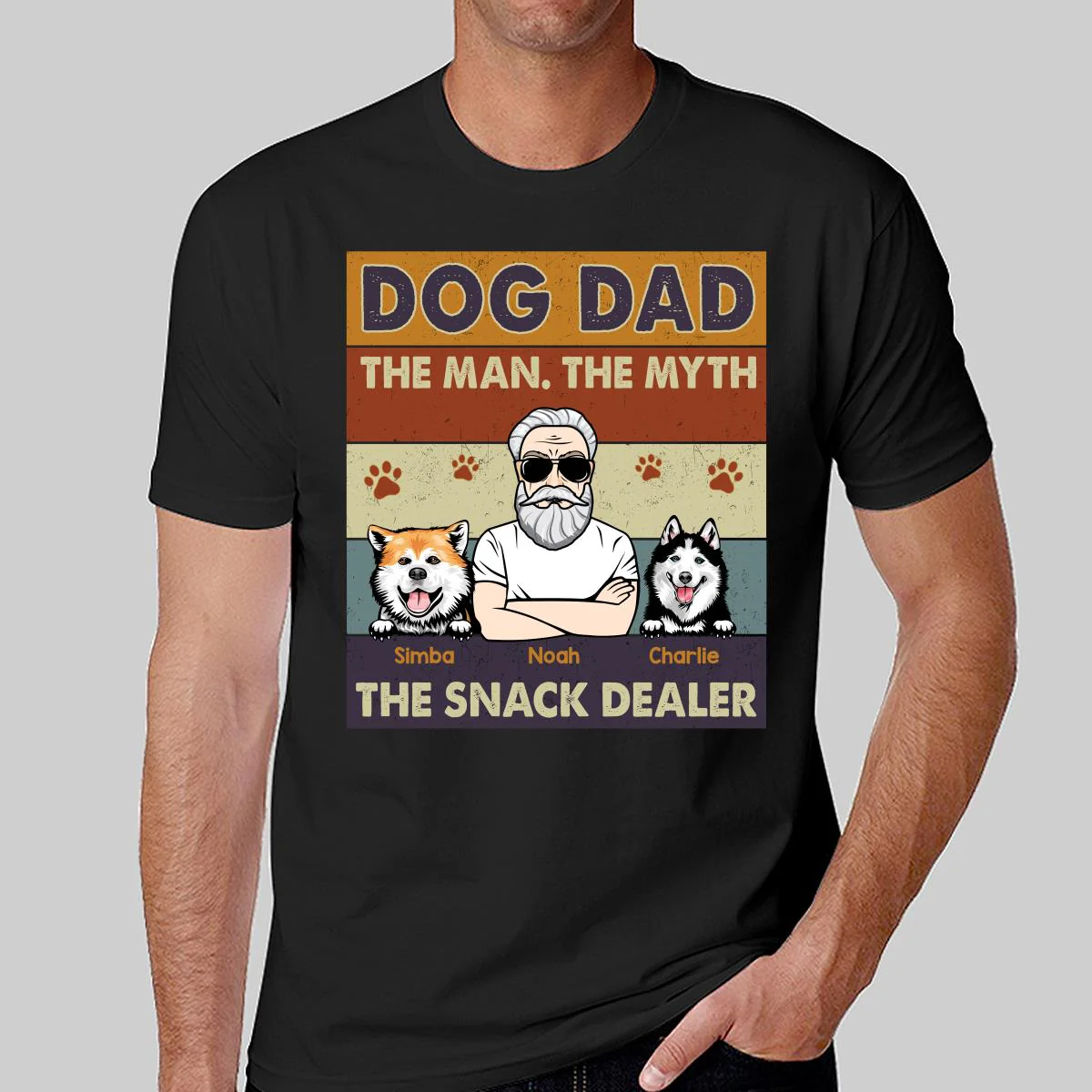Dog Dad The Man The Myth The Snack Dealer Retro Personalized Shirt - Image 2
