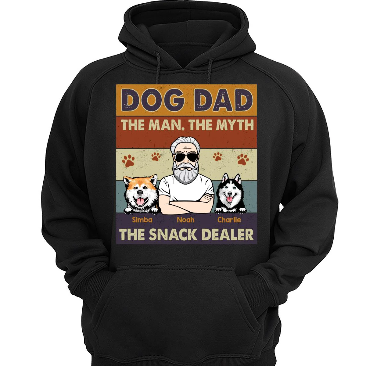 Dog Dad The Man The Myth The Snack Dealer Retro Personalized Shirt - Image 3