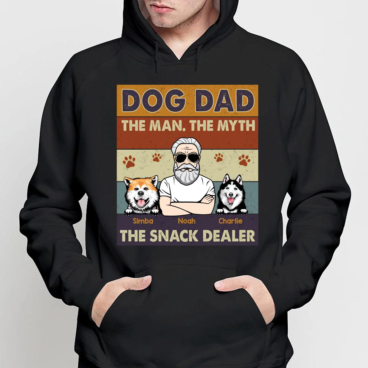 Dog Dad The Man The Myth The Snack Dealer Retro Personalized Shirt - Image 4
