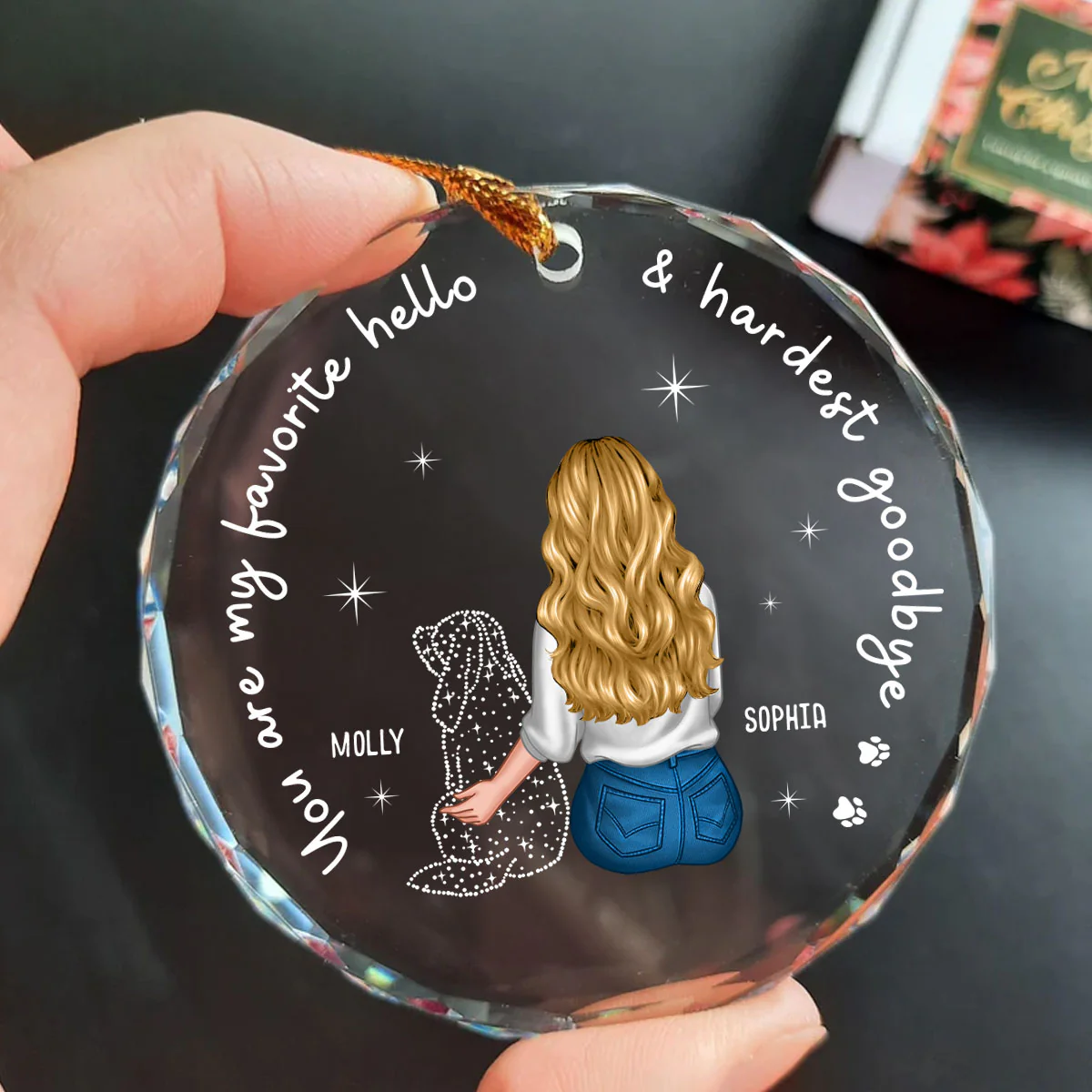 Dog Memorial Pet Loss Keepsake Personalized Glass Ornament - Image 6