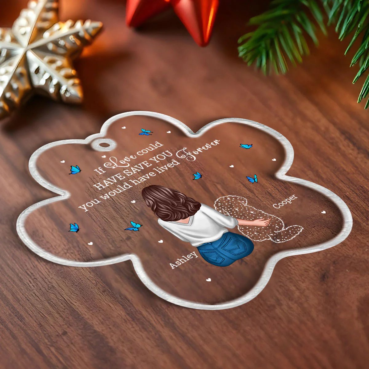 Dog Memorial Sitting Back View Memorial Keepsake Sympathy Gift Personalized Acrylic Ornament - Image 5