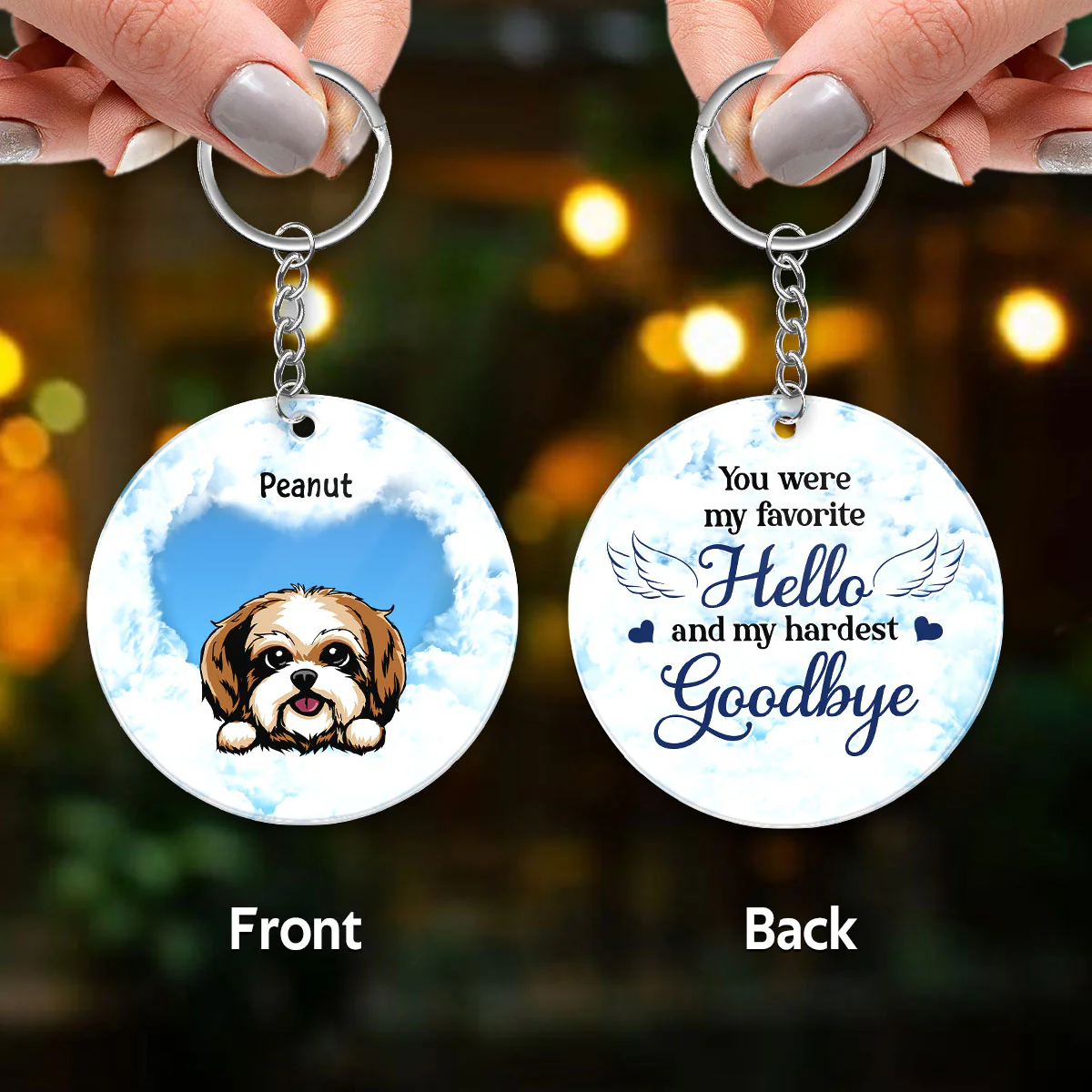 Dog Memorial Sky Remembrance Keepsake Sympathy Gift Personalized Acrylic Keychain - Image 3