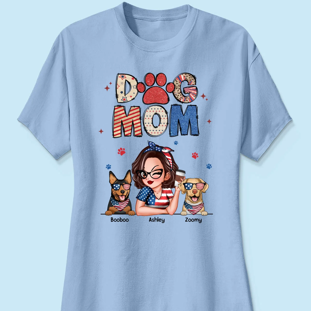 Dog Mom 4th of July America Sparkly Pattern Personalized Shirt, Independence Day - Image 14