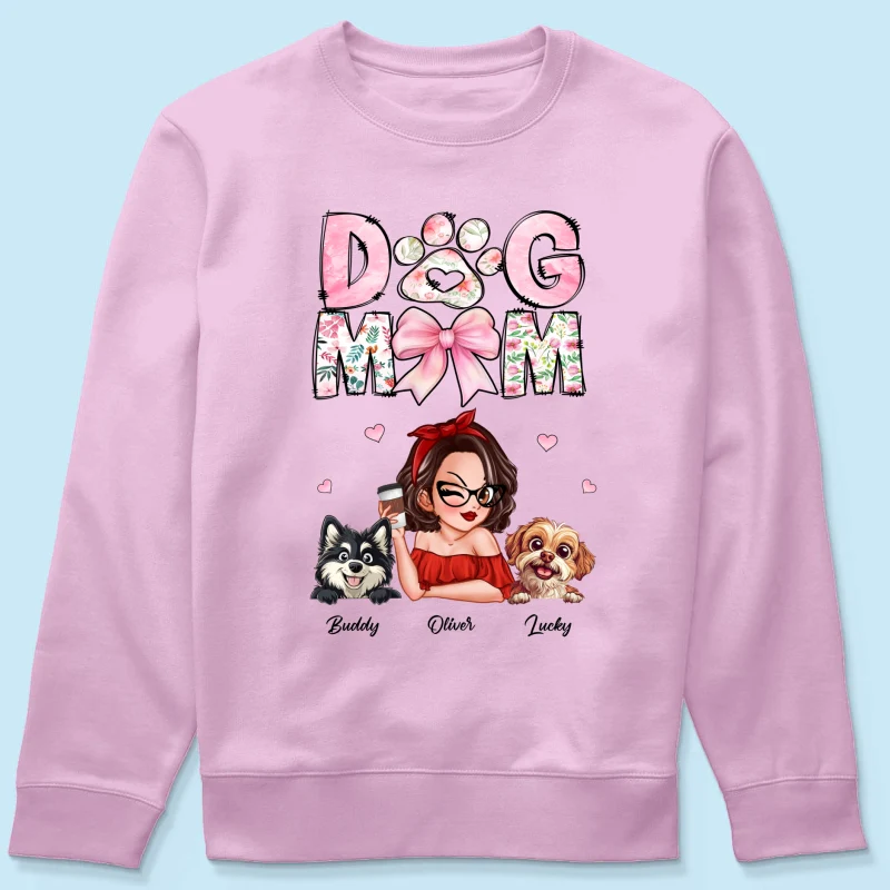 Dog Mom Cartoon Style Woman And Dogs Personalized Shirt, Gift for Dog Lovers - Image 24