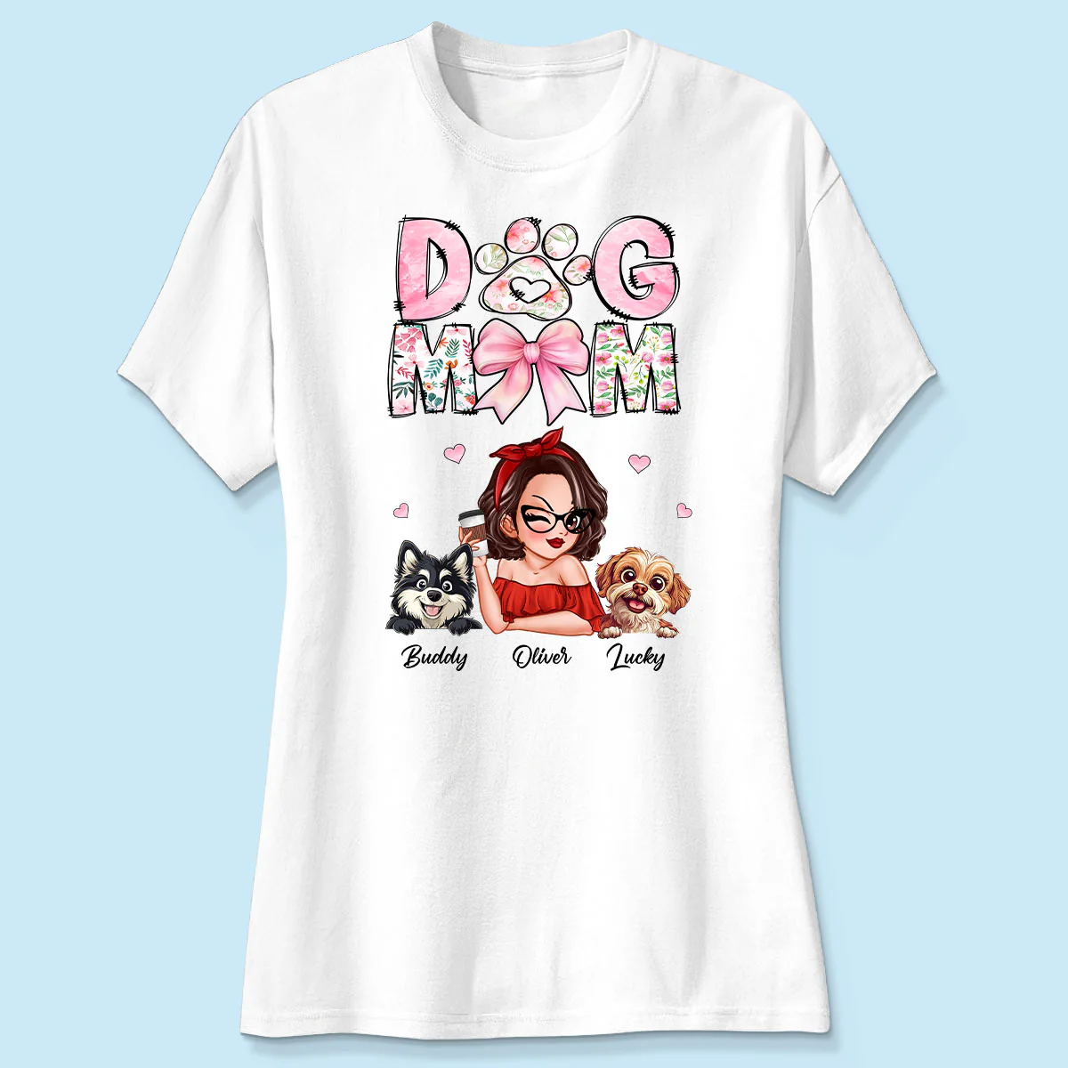 Dog Mom Cartoon Style Woman And Dogs Personalized Shirt, Gift for Dog Lovers - Image 7