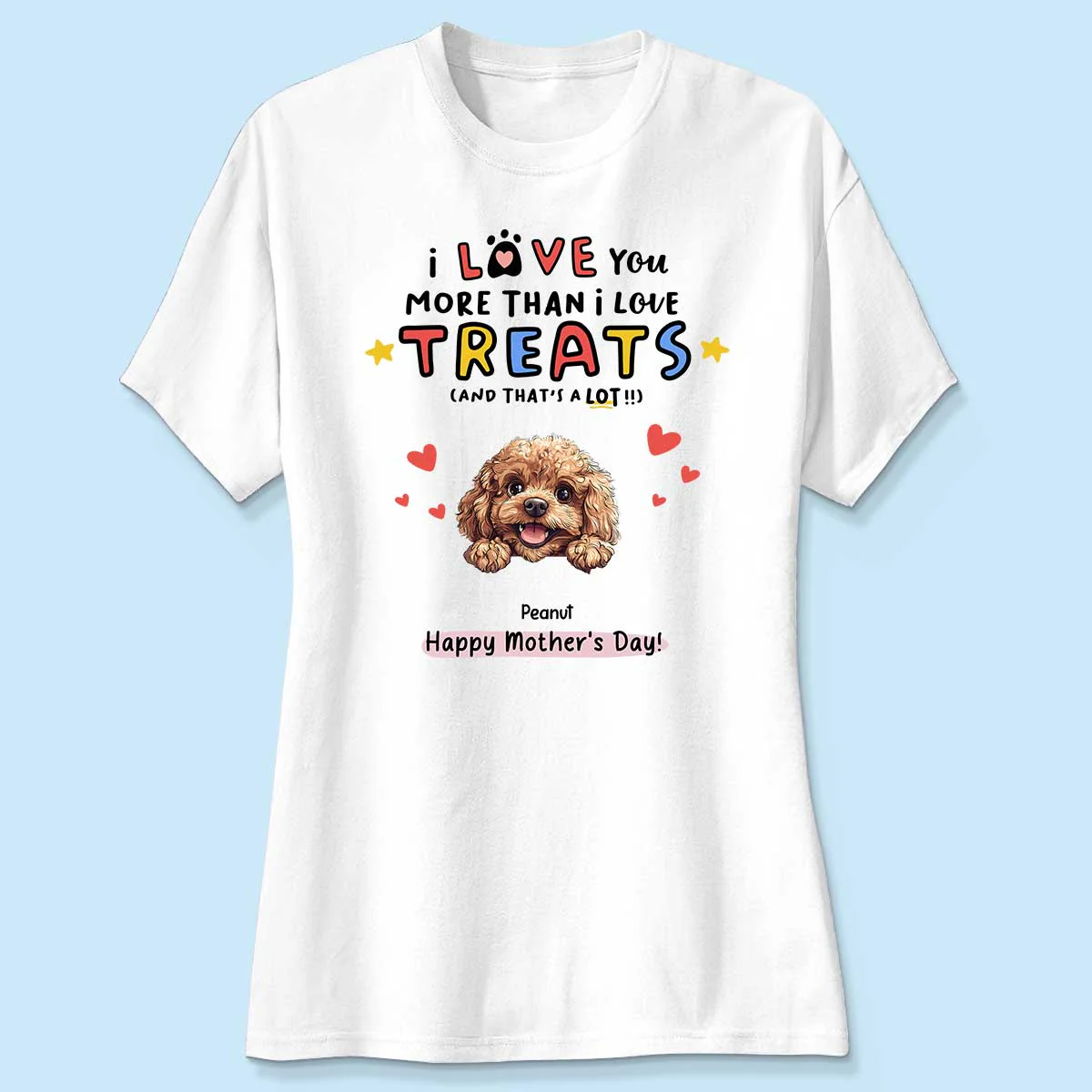 I Love You More Than I Love Treats Cartoon Peeking Dog Personalized Shirt, Gift for Dog Moms - Image 4