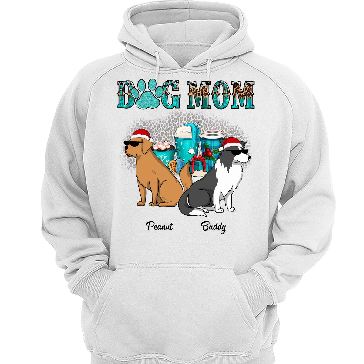 Dog Mom Christmas Drinks Funny Dogs Cartoon Personalized Shirt - Image 3
