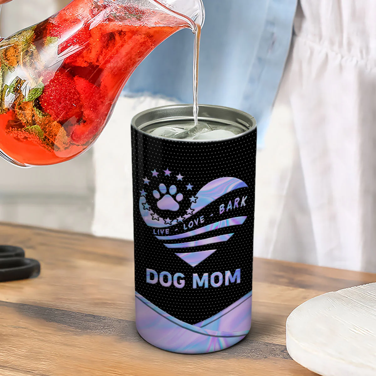 Dog Mom Galaxy Texture Multiple Use Personalized 4 In 1 Can Cooler - Image 4