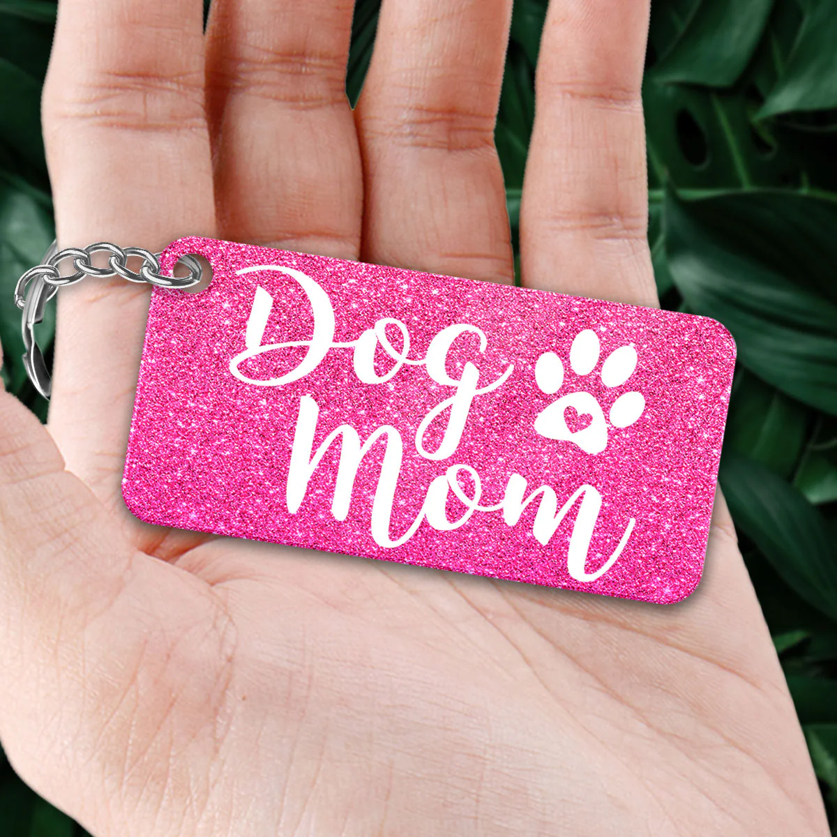 Dog Mom Galaxy Watercolor Cute Dogs Personalized Acrylic Keychain (Not Real Glitter) - Image 2