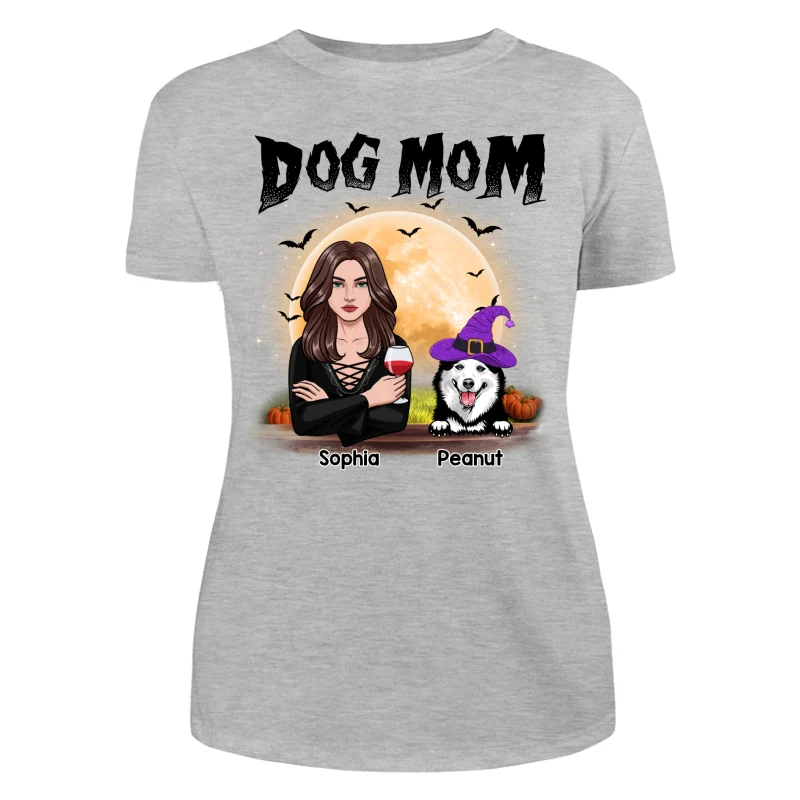 Dog Mom Halloween Girl Vector Personalized Shirt - Image 10
