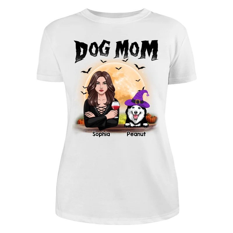 Dog Mom Halloween Girl Vector Personalized Shirt - Image 9