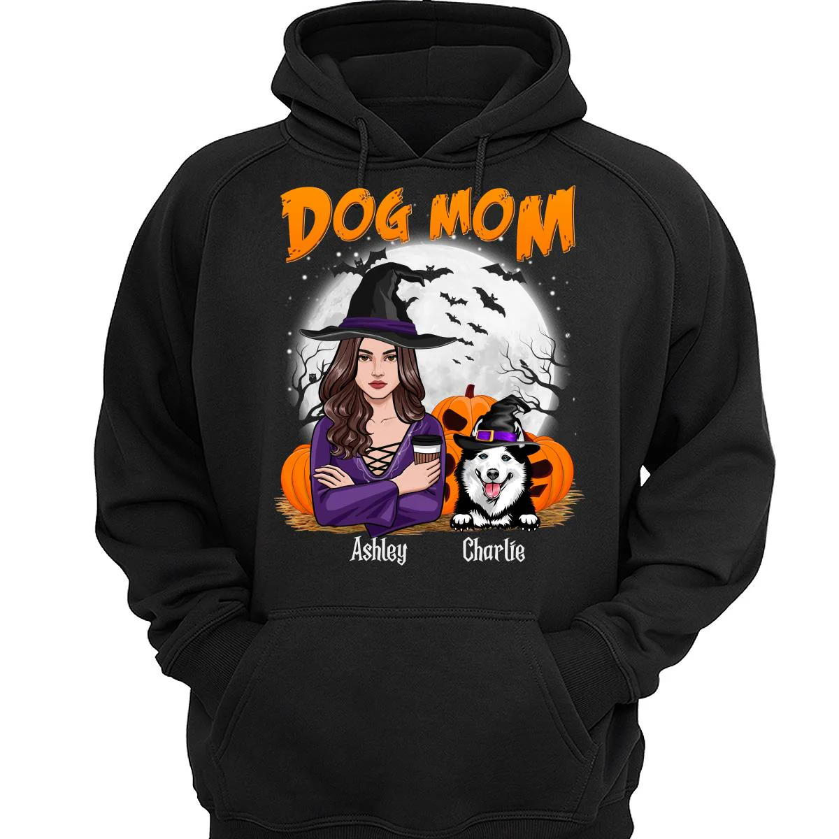 Dog Mom Halloween Woman Front View Vector Personalized Shirt - Image 3