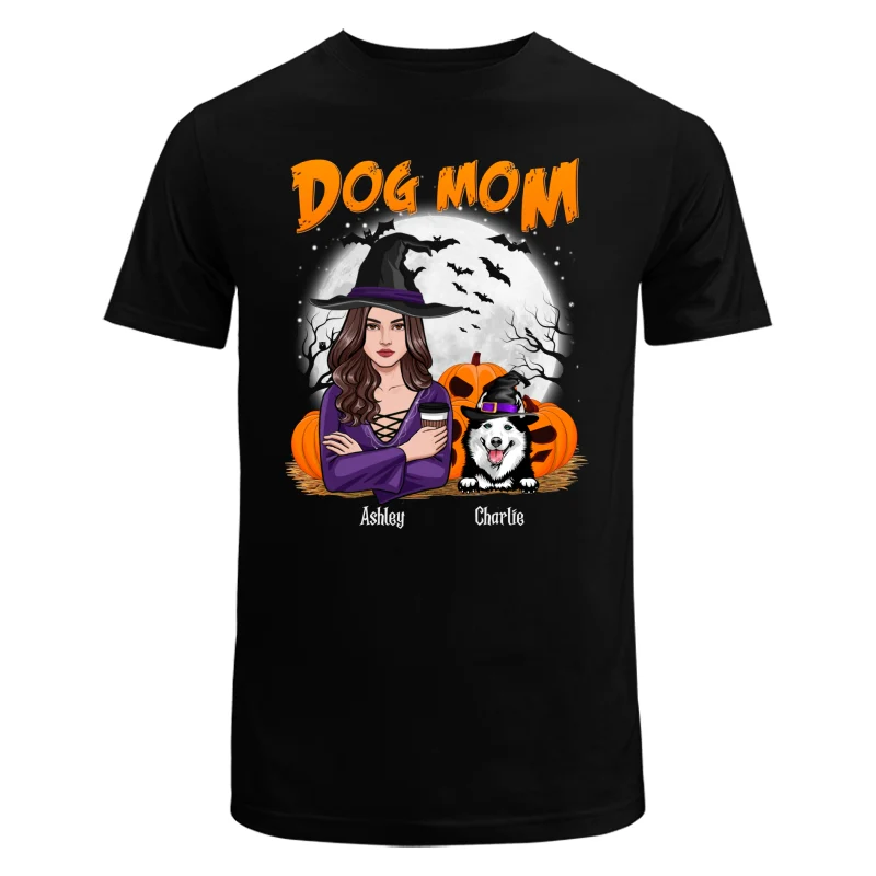 Dog Mom Halloween Woman Front View Vector Personalized Shirt - Image 5