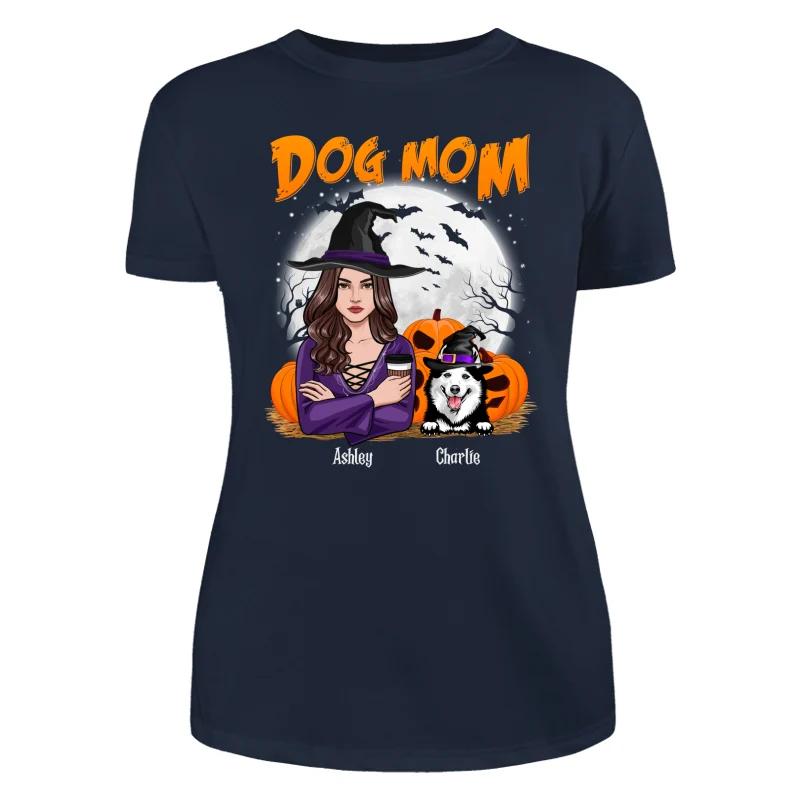 Dog Mom Halloween Woman Front View Vector Personalized Shirt - Image 9