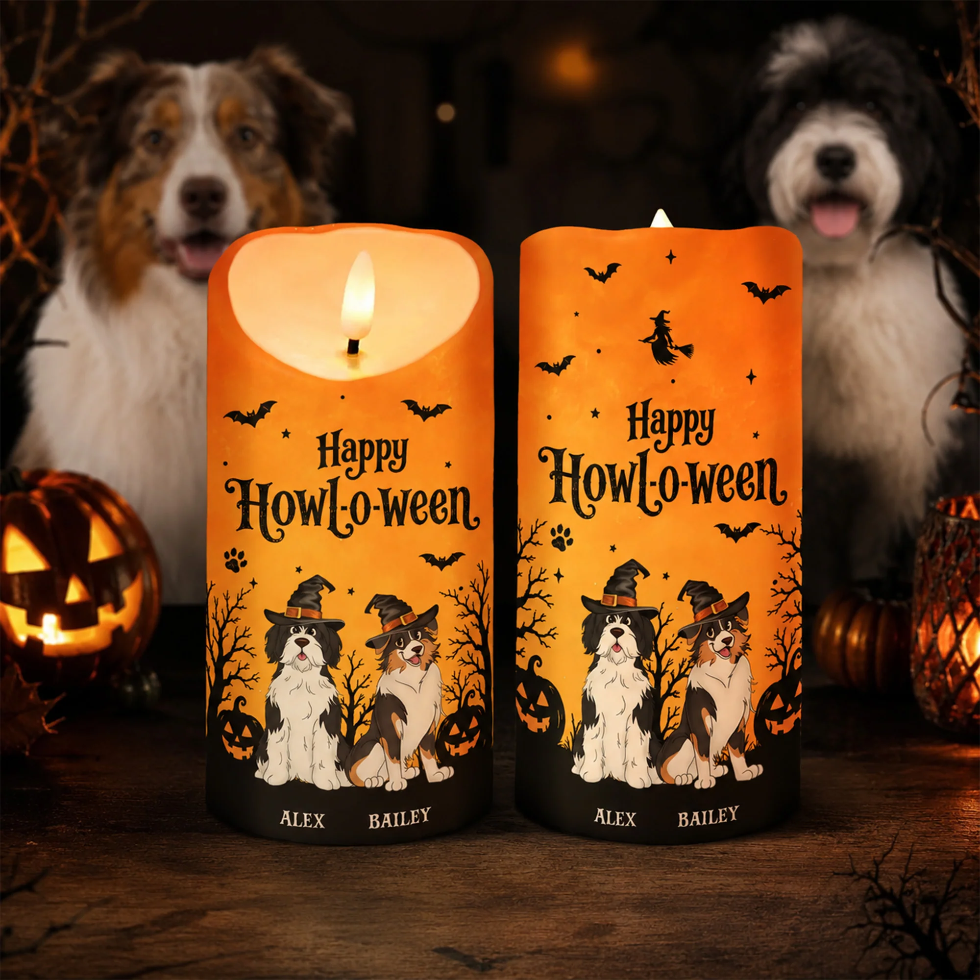 Dog Mom Happy Howloween - Personalized LED Candle - Pawfect Halloween Decor for Dog Lover - Image 2