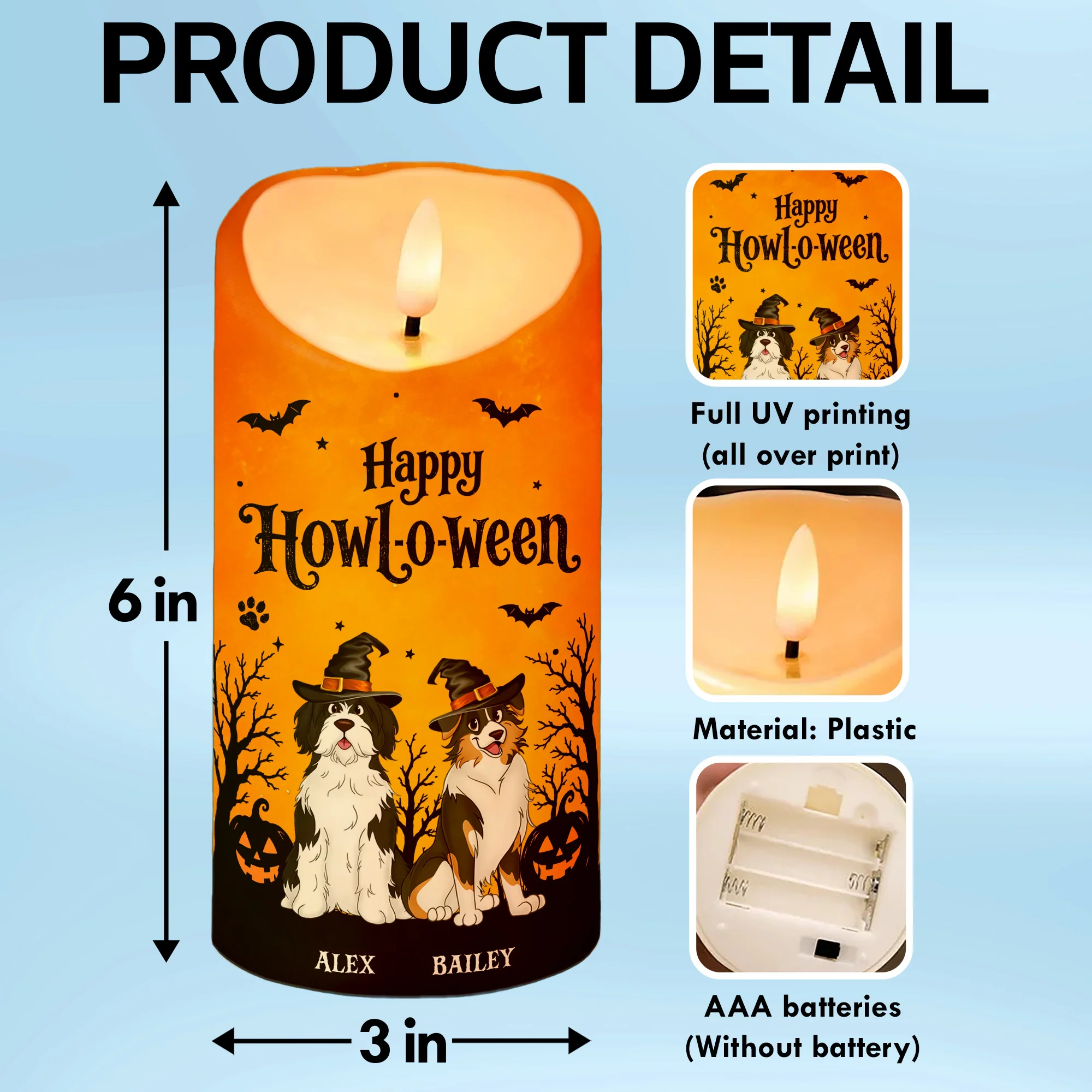 Dog Mom Happy Howloween - Personalized LED Candle - Pawfect Halloween Decor for Dog Lover - Image 4