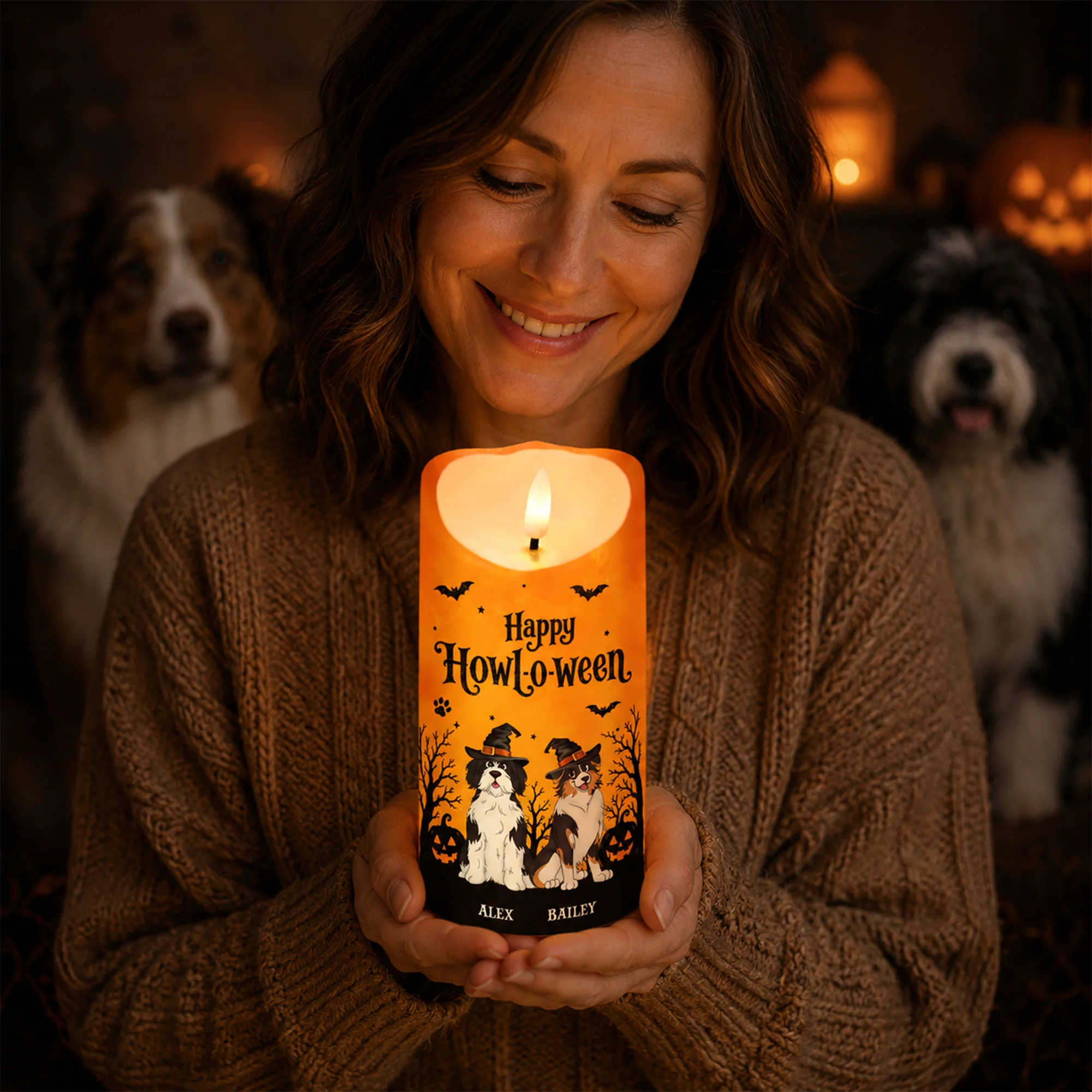 Dog Mom Happy Howloween - Personalized LED Candle - Pawfect Halloween Decor for Dog Lover - Image 5