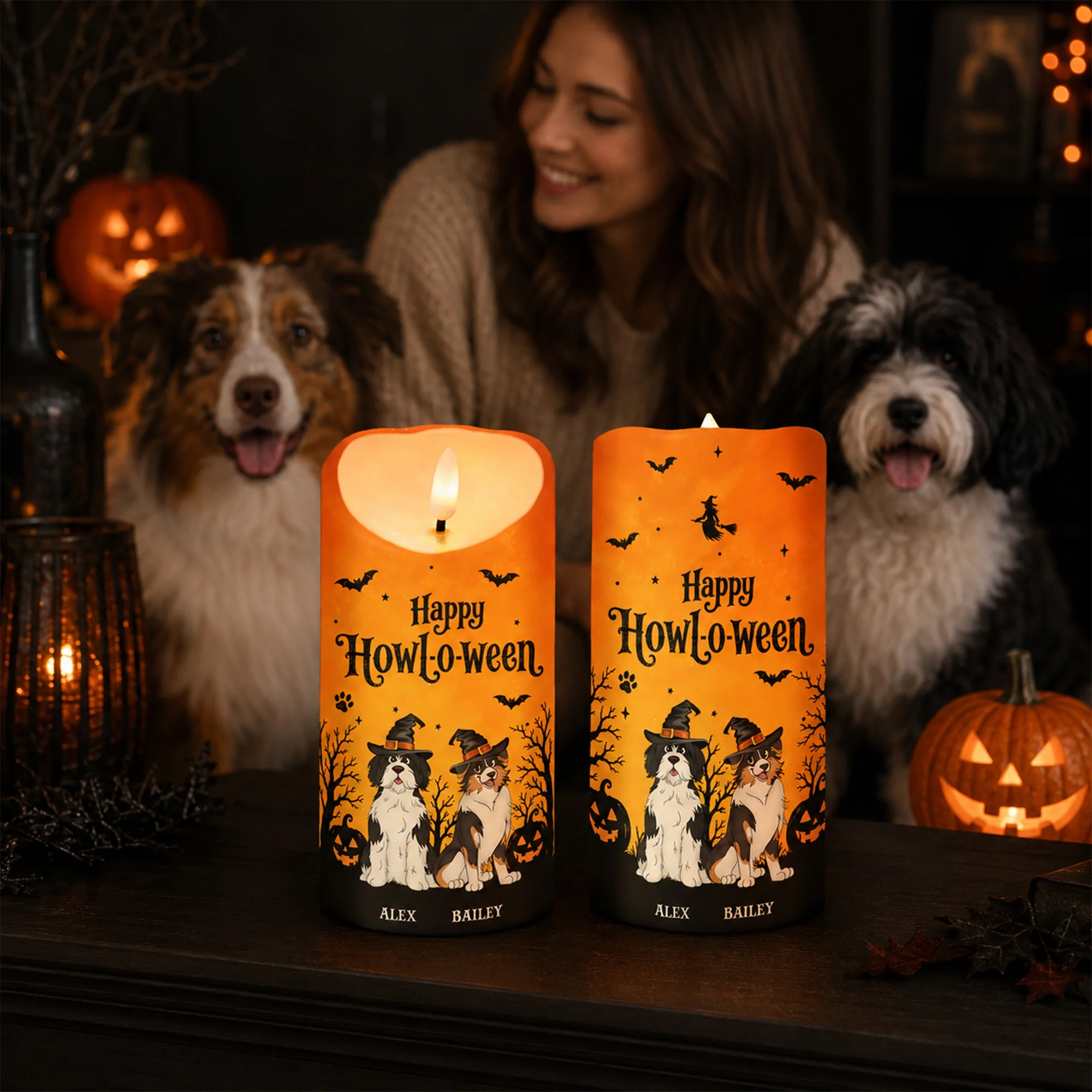 Dog Mom Happy Howloween - Personalized LED Candle - Pawfect Halloween Decor for Dog Lover - Image 6