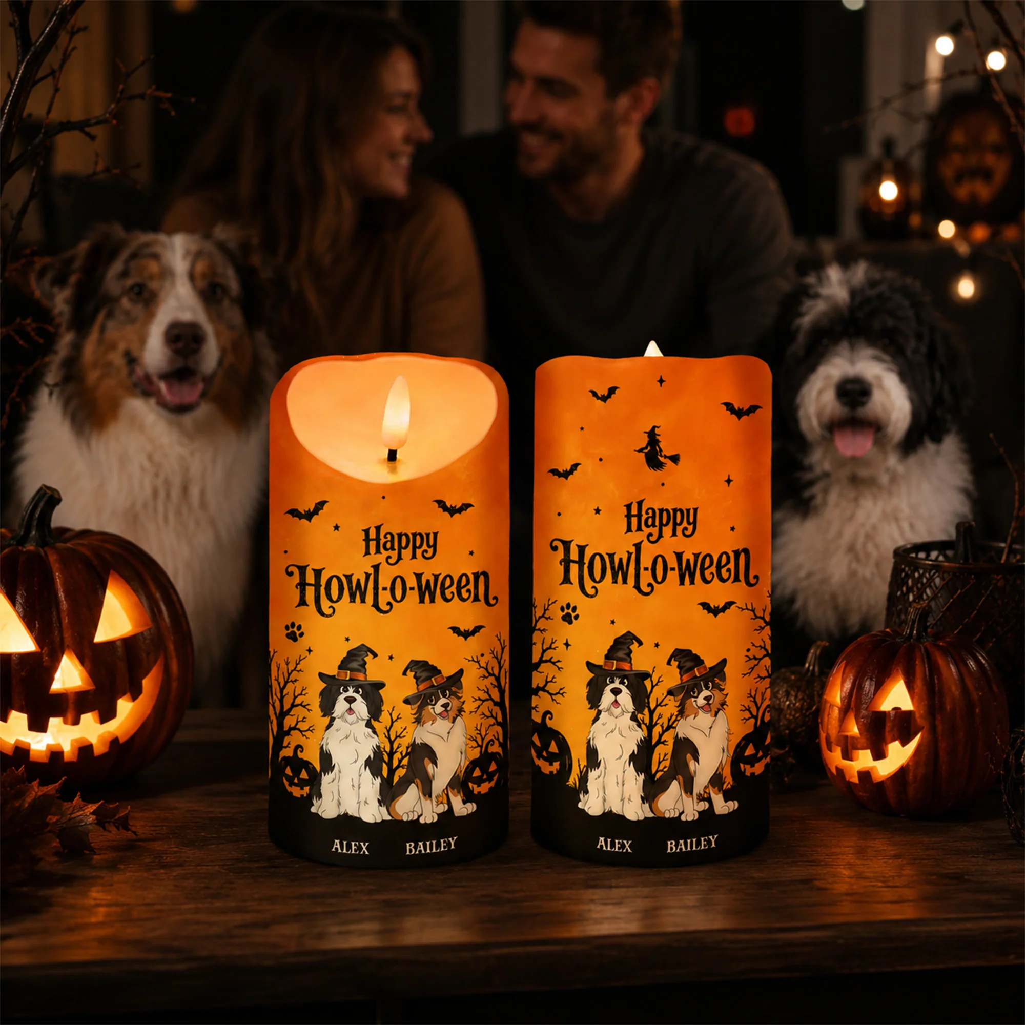 Dog Mom Happy Howloween - Personalized LED Candle - Pawfect Halloween Decor for Dog Lover - Image 7