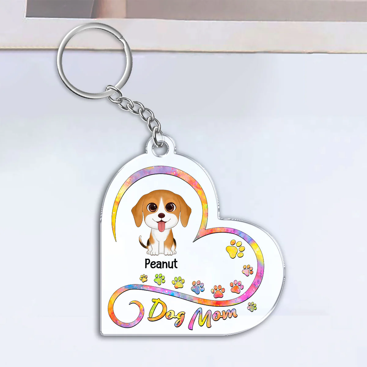 Dog Mom Infinity Heart Personalized Acrylic Keychain - Image 2