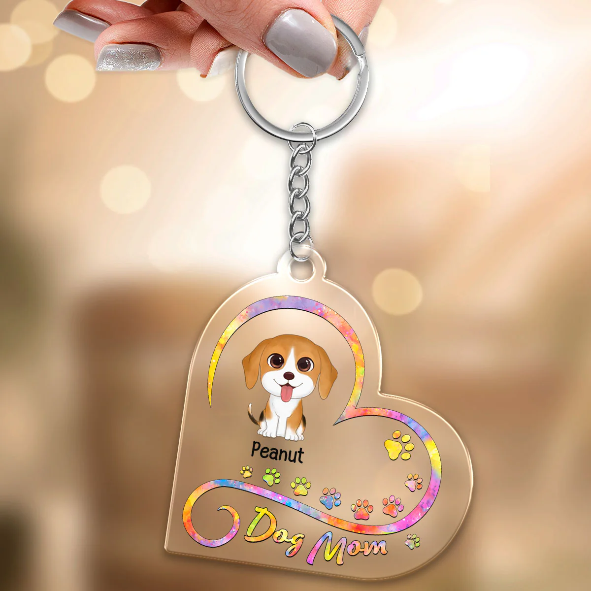 Dog Mom Infinity Heart Personalized Acrylic Keychain - Image 3